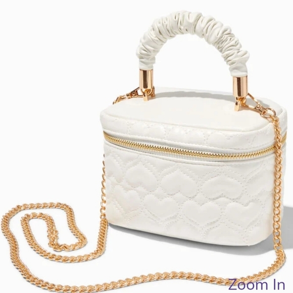 CLAIRE'S Quilted Hearts Dual Strap Crossbody Bag NWT. - Picture 1 of 8